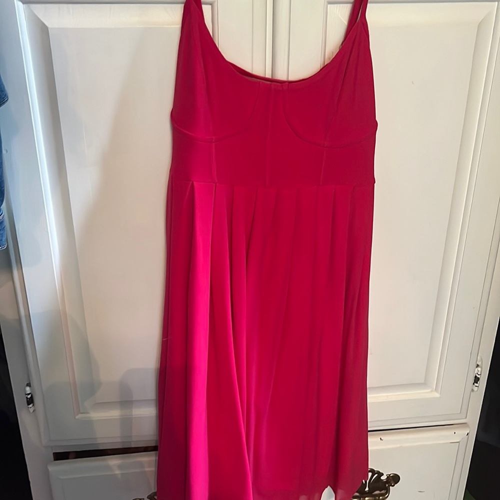 Adorable urban outfitters small pink flowy bustier dress Barbie vibes